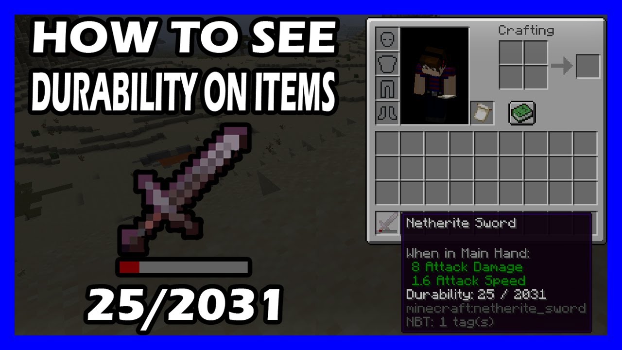 Minecraft Shortcuts How To See Durability On Items In Minecraft - YouTube