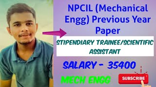 Npcil Previous Year Paper Stipendiary Trainee Scientific Assistant Paper Pattern Rr Site