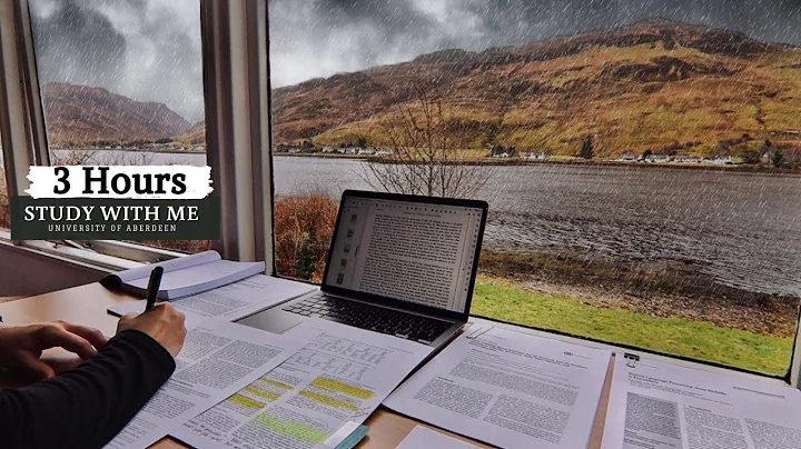 3 HOUR STUDY WITH ME on A RAINY DAY ⎢Background noise, 10 min Break, No music, Study with Merve ⎢4K