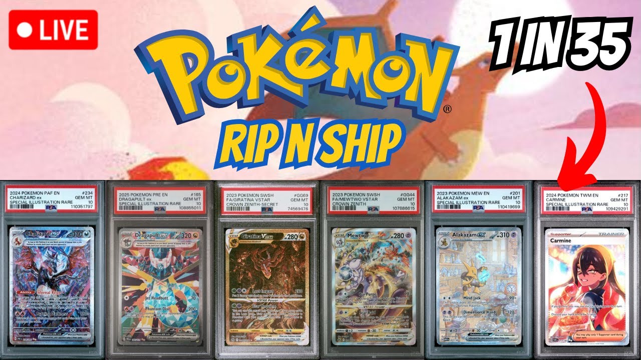 LIVE Pokemon RIP N SHIP! PSA 10 Random Pack + Giveaway Night! - YouTube