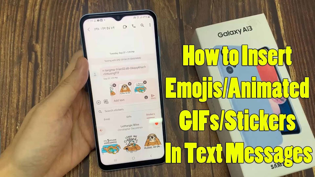 Samsung Galaxy A13 How to Insert Emojis/Animated GIFs/Stickers In Text