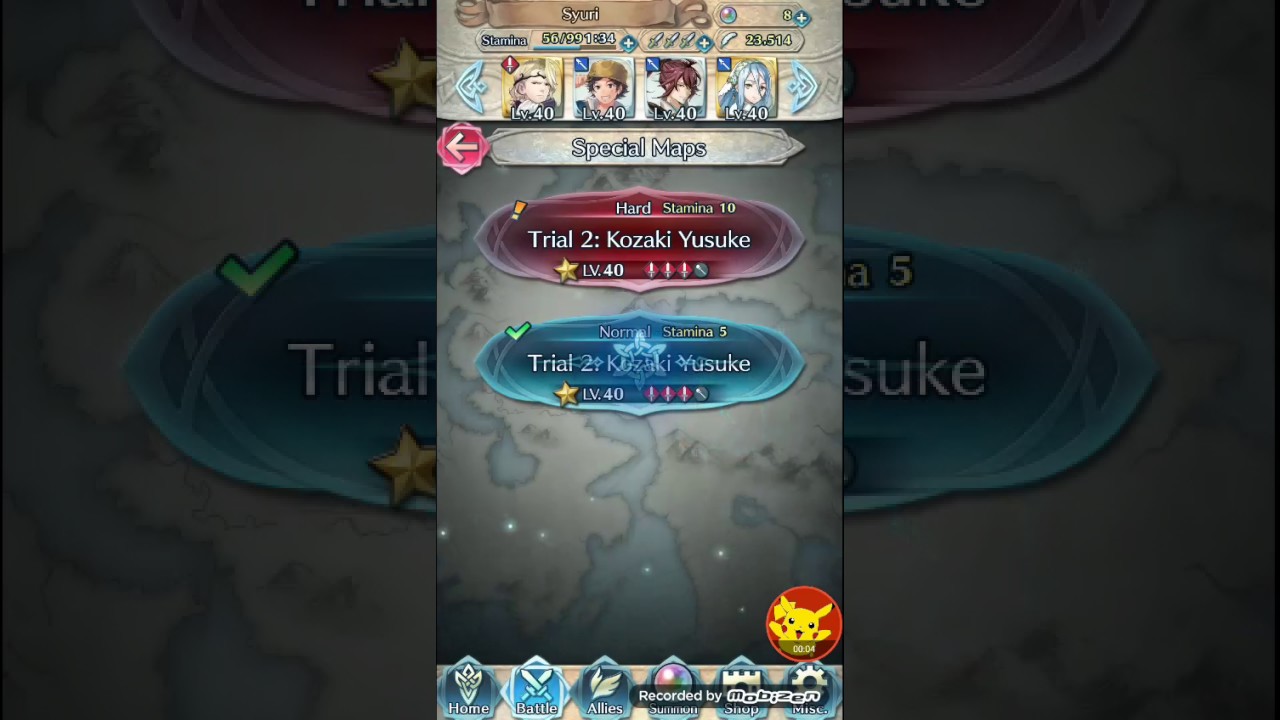 FE Heroes - Kozaki Yusuke trial 2 hard (no death, with sword)