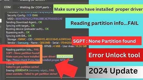Reading Partiton info Fail / SGPT None Partition found / Make sure you have installer proper driver