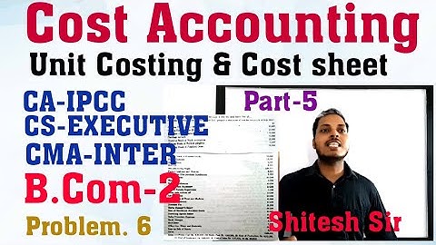Unit Costing |Cost Accounting |Cost sheet |Dr.B.K Mehta |B.Com-2 |Practical problems|by shitesh Sir