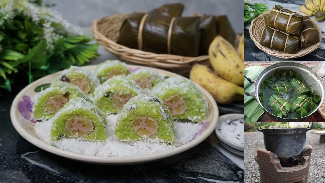 ข้าวต้มหัวหงอกใบเตย/ข้าวต้มจิ้ม ขนมไทยโบราณ ขนมหวาน ครัวบ้านหนู