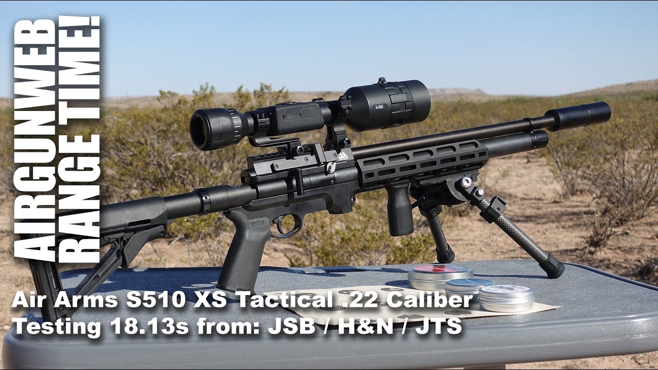 Air Arms S510 XS Tactical PCP .22 50 Yards with JSB, H&N, and JTS