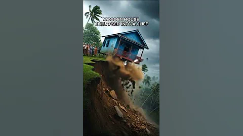 The moment a house falls on the edge of a cliff #disaster #landslide #realestate