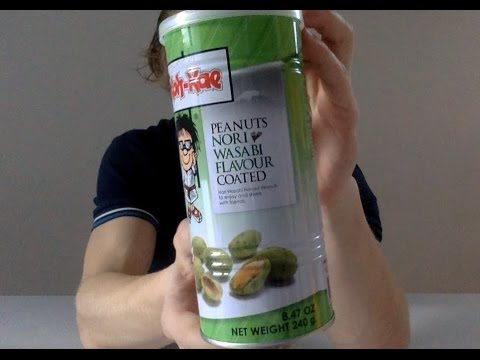 ASMR eating a jar of WASABI PEANUTS from THAILAND collab youtube