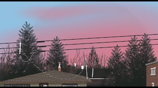 Digital procreate painting time lapse of a pink sunset