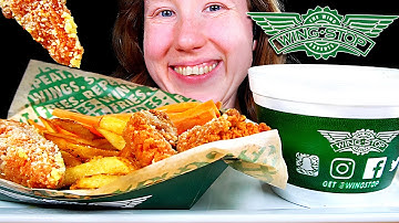 ASMR WINGSTOP BONELESS CHICKEN MUKBANG EATING SOUNDS