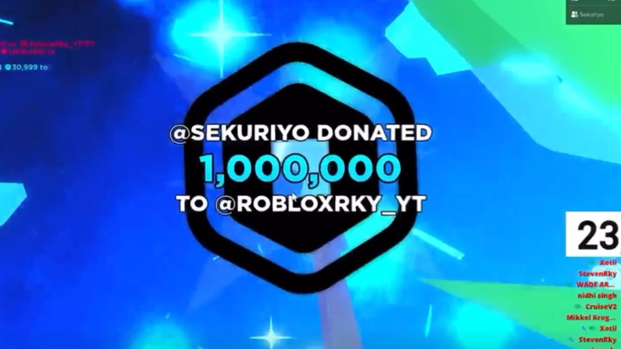 @RobloxRky GETS DONATED 1M ROBUX BY @sekuriyo - YouTube