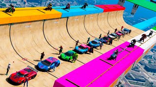 Carros Loucas Hot Wheels com Homem Aranha e Amigos! Cool Cars and Bike Spiderman GTA 5