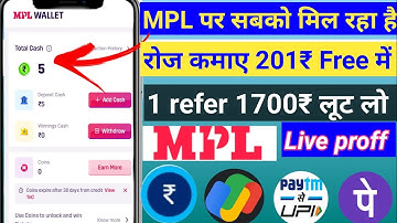 MPL New Earning App Today|| Free Earning Money App|| Sign up 1700₹ Paise Kamane Wala Game New 2023||