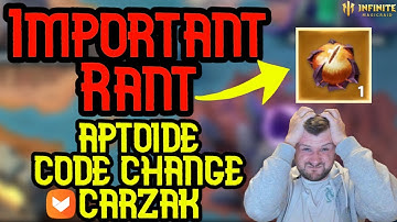 Important Rant AND Aptoide Code Change To CARZAK - Infinite Magicraid