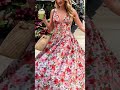 Amore Women's Summer Floral Print Dress, Ladies Deep V-Neck Sleeveless High Waist A-Line Long Dress