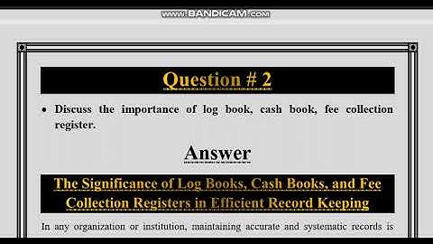 AIOU solved assignment 2 | b.ed(spring2023) | code 8605 | Q2 log book, cash book, fee book