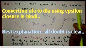 Convertion nfa to dfa using epsilon closure in hindi / how to convert nfa to dfa using epsilon