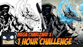 drawing mega charizard x in 1 hour