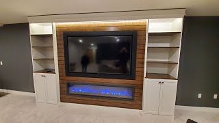 Custom Built In Entertainment Center 75&quot; TV, With Fireplace, Start to Finish.