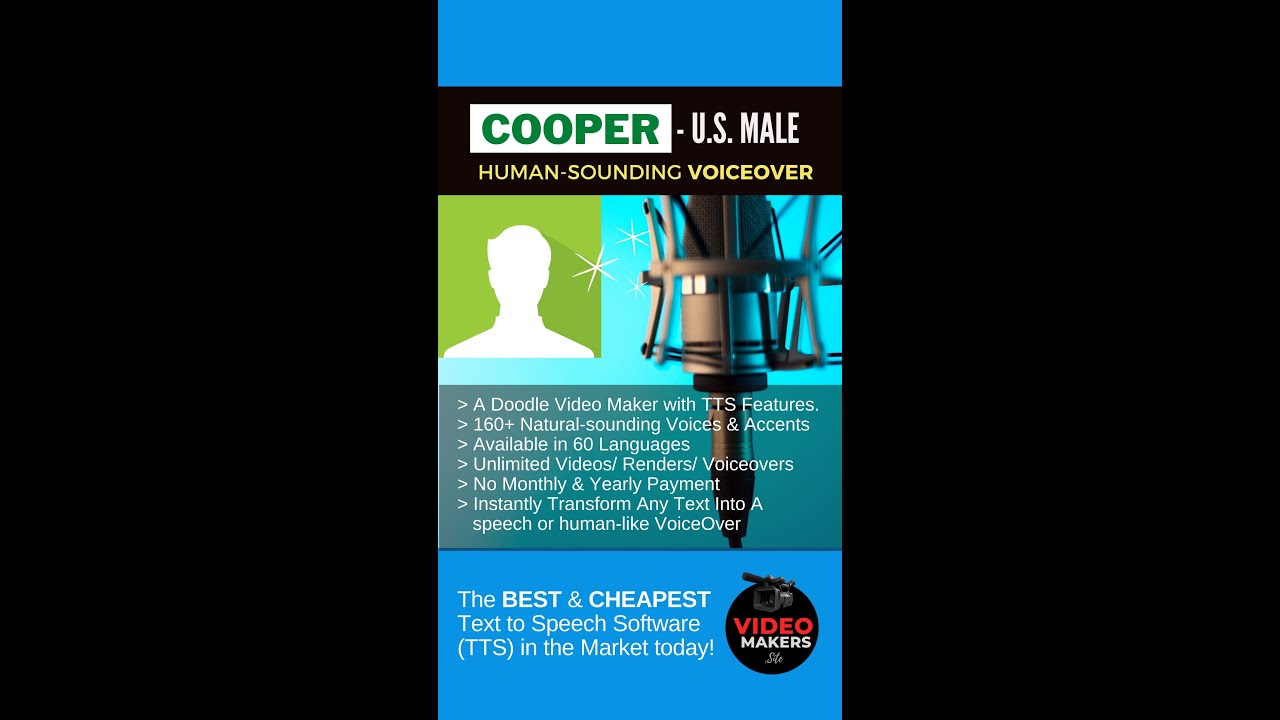 COOPER, Male. U.S. English Accent. Best Natural Human-Sounding VoiceOver TTS Software 