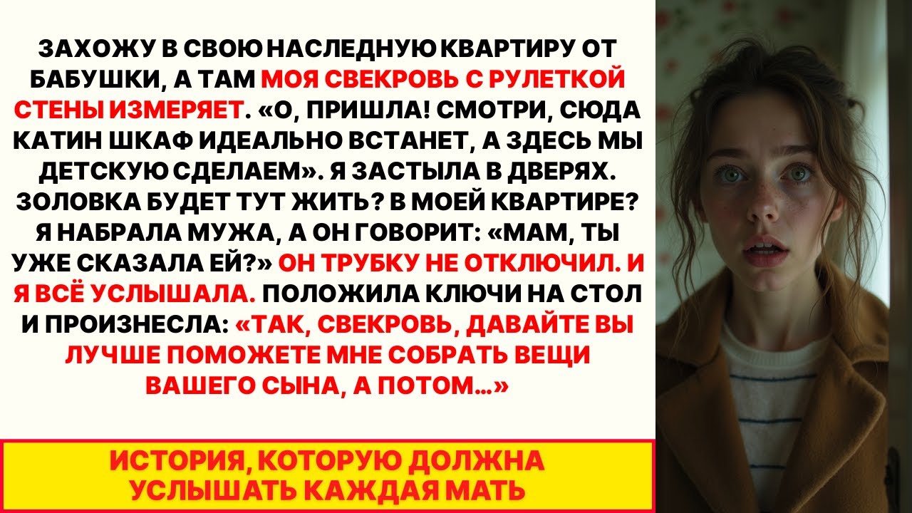 Свекровь с рулеткой мерила МОЮ квартиру: «Тут Катенькина детская будет!» Но я услышала их разговор..