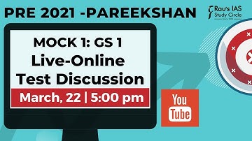 Pre 2021 Pareekshan | Live-Online Test Discussion | Mock 1 - GS 1