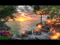 Entrancing sunset beach with tranquil ocean sounds  sleep sounds  peaceful ambiance  10 hours