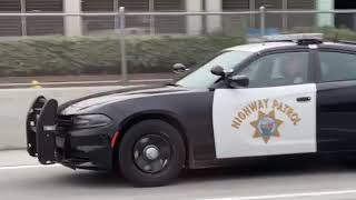 CHP Dodge Chargers doing traffic control and escorting CalTrans