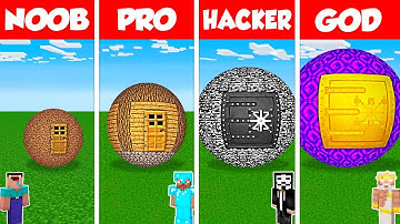 Minecraft Battle: NOOB vs PRO vs HACKER vs GOD: INSIDE SPHERE HOUSE BASE BUILD CHALLENGE / Animation