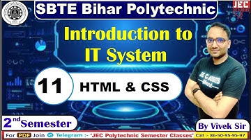 #11 Introduction to IT System SBTE Bihar Polytechnic 2nd semester HTML4, CSS || JEC