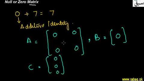 null or zero matrix in hindi\urdu | swap maths guider