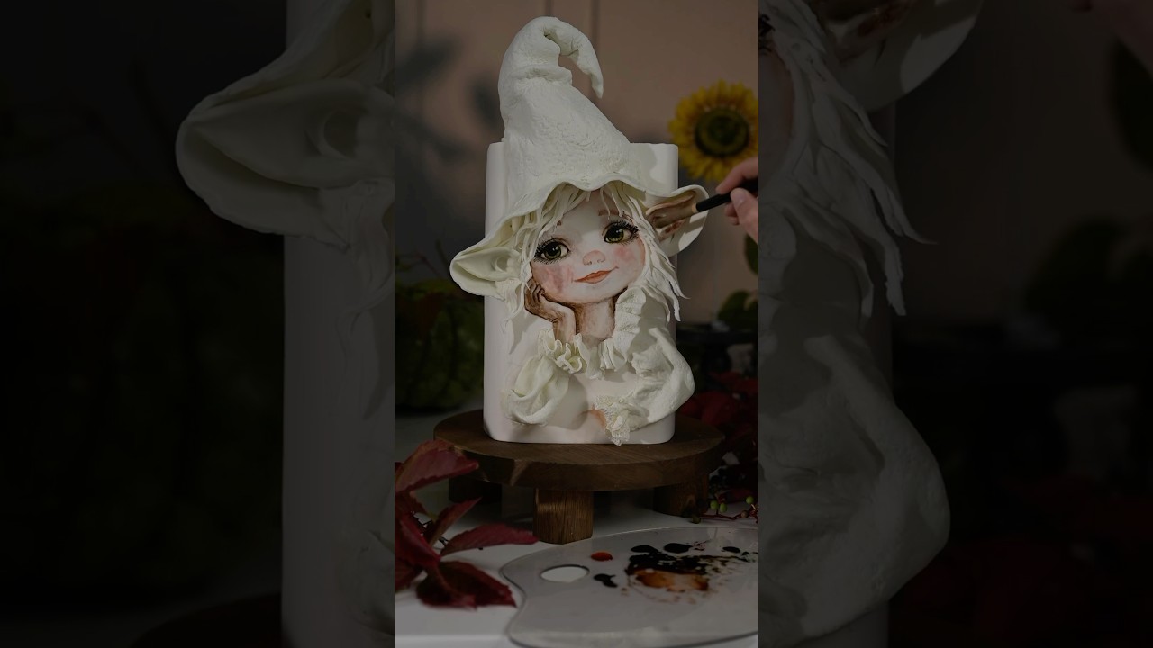 Осенний торт в технике барельеф 