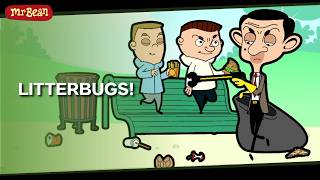mr bean takes litter mr bean cartoons kids
