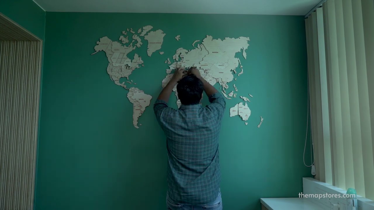 3D Natural Wooden World Map | The Map Store | India's First Exclusive Map Collection