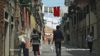 Washing Hangs From Clothes Line Between Houses, Venice Sf0388