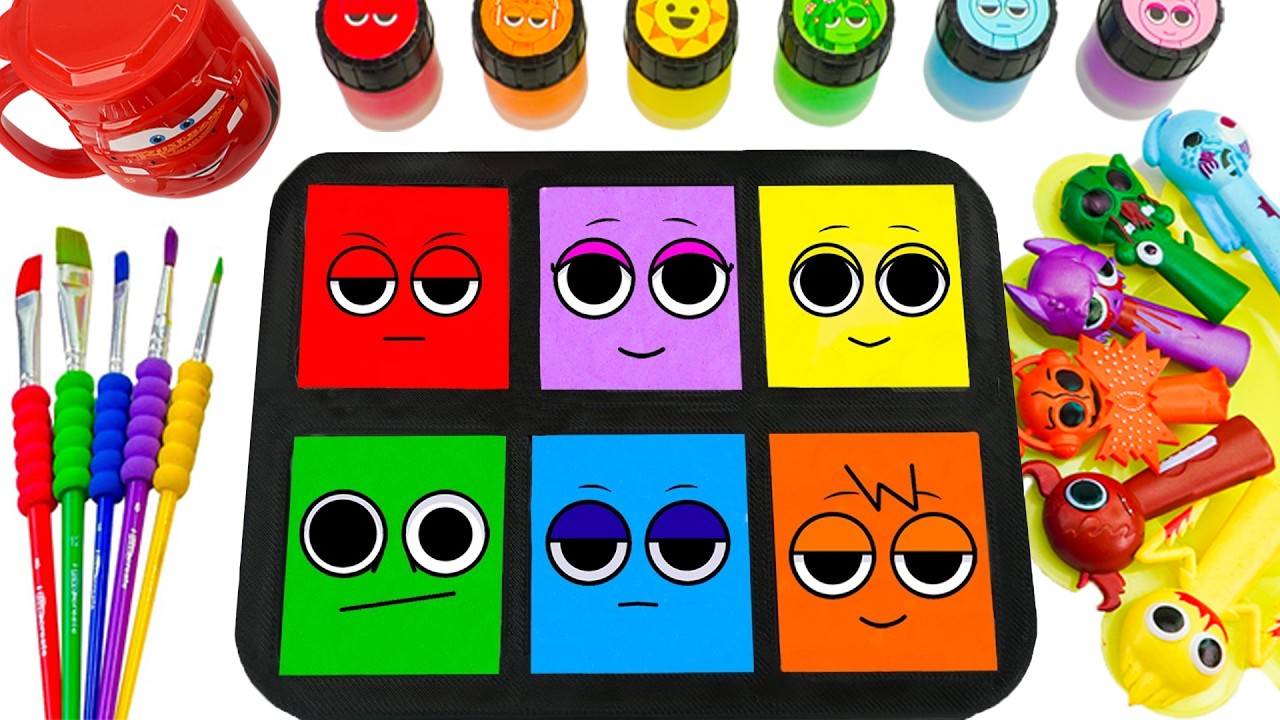 ASMR satisfactorio | Cómo hacer una paleta de dinosaurio arcoíris con pintura y 6 helados brillantes