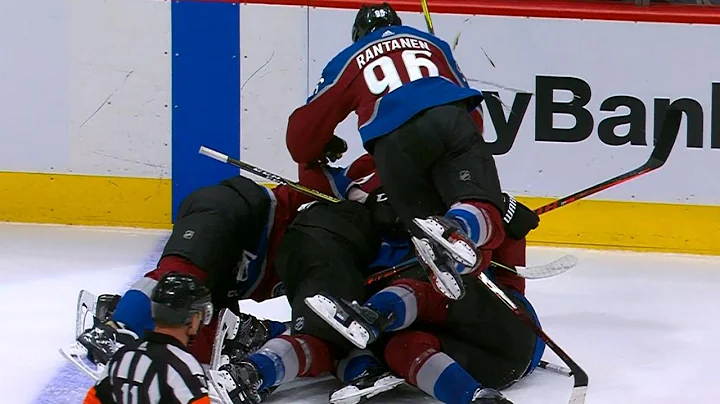 Avalanche dog pile on Gabriel Landeskog