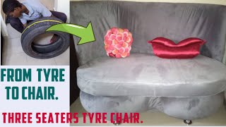 HOW TO MAKE TWO SEATERS CHAIR FROM OLD CAR TYRE. BEST OUT OF WASTE.