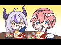 【手描き】ルイ姉の特製ハンバーグを夢中に食べるラプラス【鷹嶺ルイ/ラプラス・ダークネス/切り抜き漫画】
