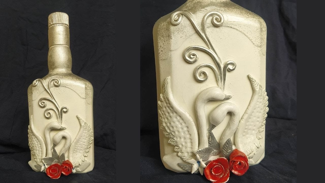 Bottle Art / Valentine's Special Gift Ideas/ Swan Couple