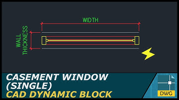 Casement Window - Single: AutoCAD Dynamic Block (Plan View)