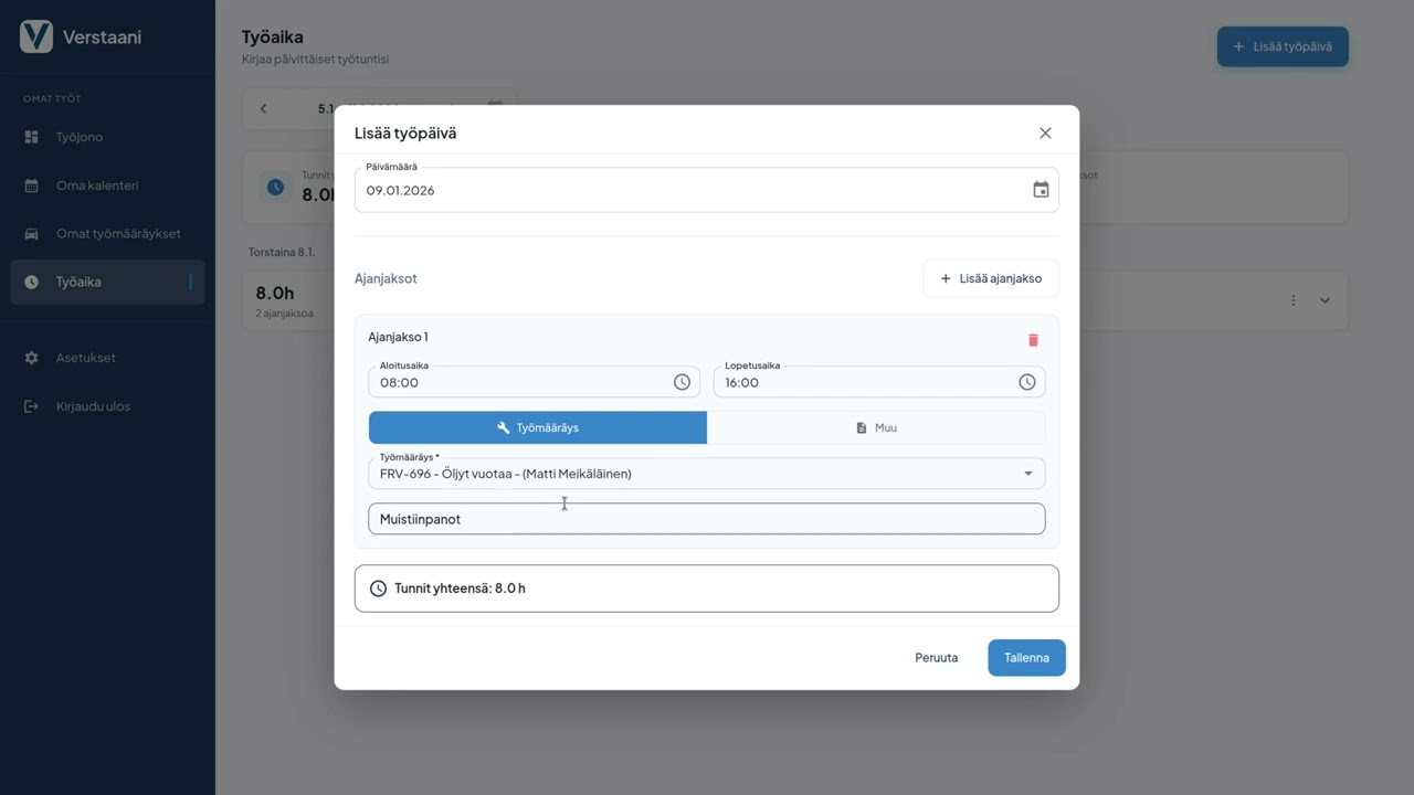 Verstaani - Työajan seuranta