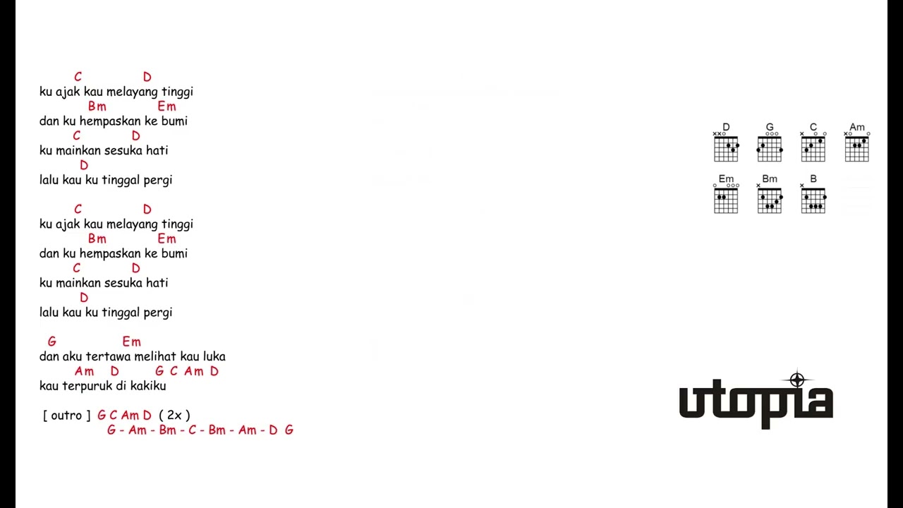 kunci gitar \u0026 lirik lagu | Utopia - baby doll