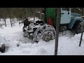 Самодельный трактор Боливар трелевка леса лебедкой/Homemade tractor wood skidding. Part 1