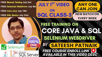 Free SQL , Core Java & Selenium WebDriver & Manual Testing| July 1st Video |👇Check Desc For Details