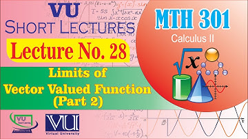 MTH301 Short Lecture 28 (Part 2) | Limits of Vector Valued Functions| Calculus 2 | VU Smart Learning