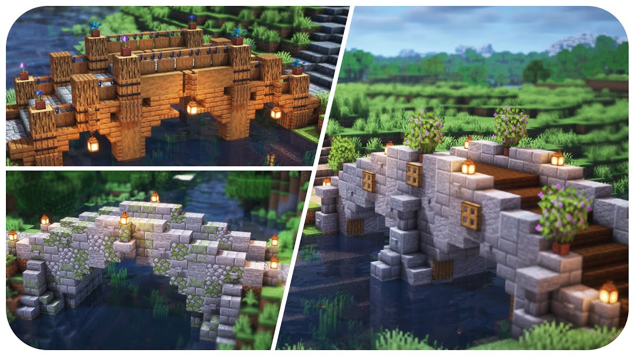 Minecraft | 4 Different Bridge Tutorial - YouTube