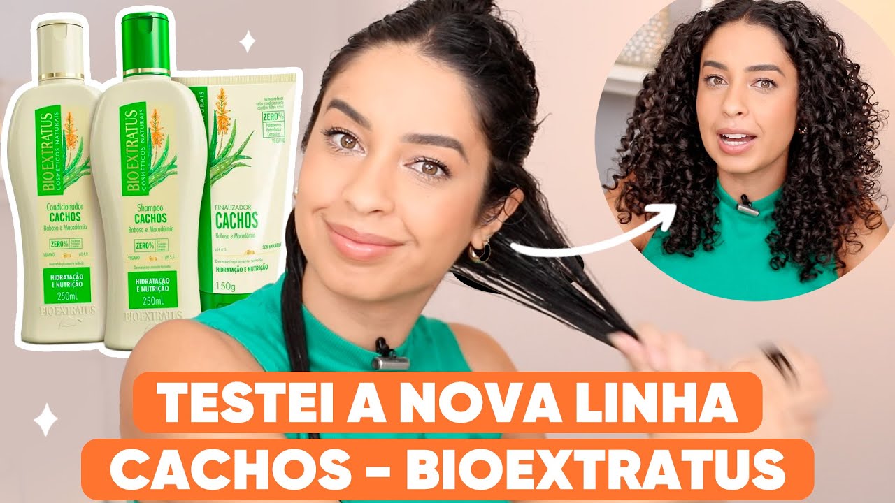TESTEI A NOVA LINHA CACHOS DA BIO EXTRATUS - ROTINA CAPILAR COMPLETA | JULIANA LOUISE