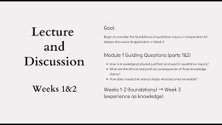 Qualitative/Interpretive Research in Ed I/Weeks1&2
