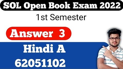 DU SOL 1st Semester OBE Hindi A Answer 3 2022